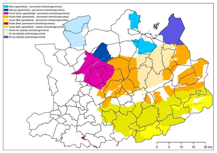 Uitbreiding onttrekkingsverbod stroomgebieden Grote Nete en De Aa